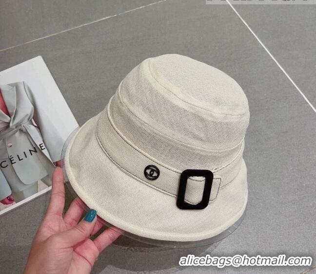 Buy Fashionable Chanel Bucket Hat with Buckle 0613 White 2023