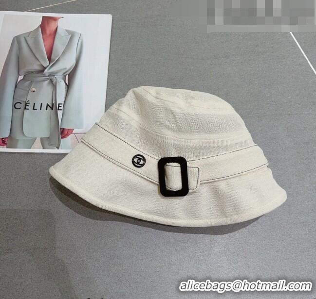 Buy Fashionable Chanel Bucket Hat with Buckle 0613 White 2023