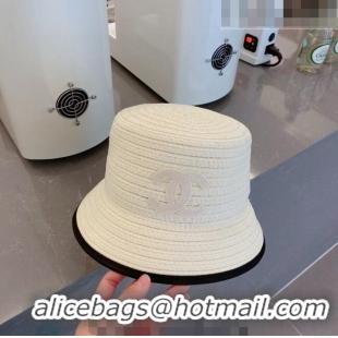 Reasonable Price Chanel Straw Bucket Hat 061303 White/Black 2023