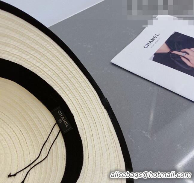 Reasonable Price Chanel Straw Bucket Hat 061303 White/Black 2023