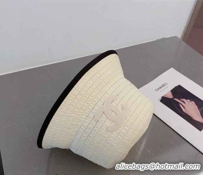 Reasonable Price Chanel Straw Bucket Hat 061303 White/Black 2023