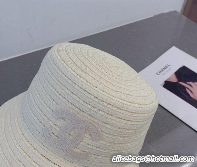 Reasonable Price Chanel Straw Bucket Hat 061303 White/Black 2023