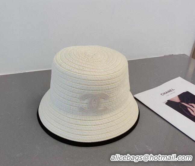 Reasonable Price Chanel Straw Bucket Hat 061303 White/Black 2023