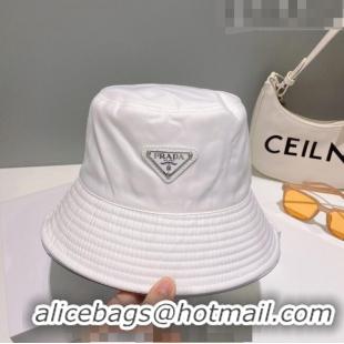 Famous Brand Prada Nylon Bucket Hat 061302 White 2023