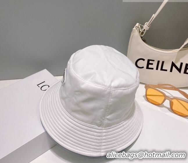 Famous Brand Prada Nylon Bucket Hat 061302 White 2023