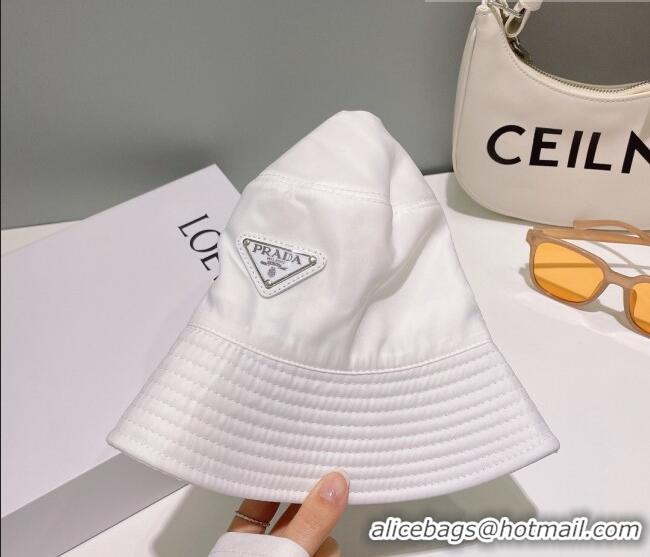 Famous Brand Prada Nylon Bucket Hat 061302 White 2023