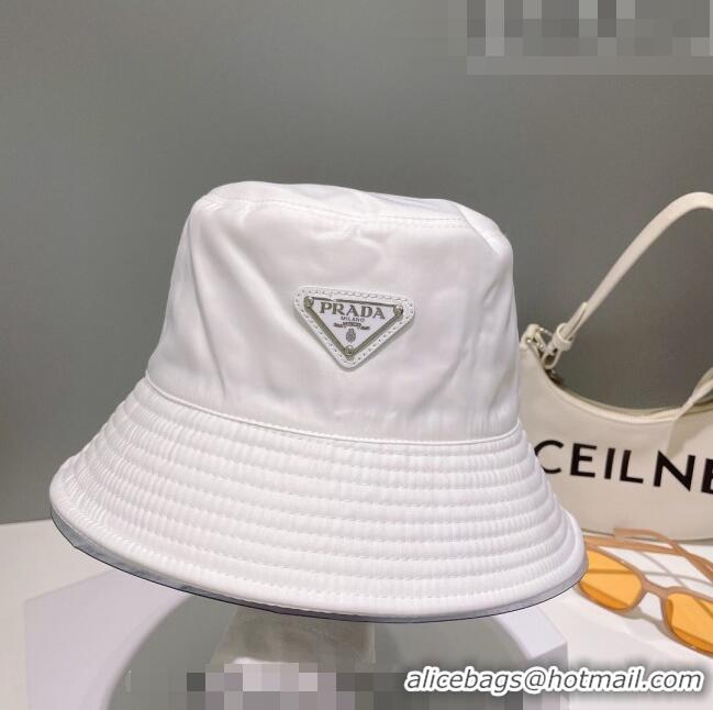 Famous Brand Prada Nylon Bucket Hat 061302 White 2023