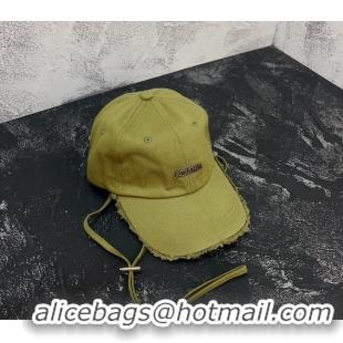 Good Quality Jacquemus Baseball Hat with Fringe 0613 Green 2023