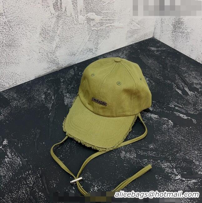 Good Quality Jacquemus Baseball Hat with Fringe 0613 Green 2023