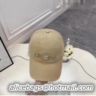 New Fashion Celine Canvas Baseball Hat with Crystals C0613 Beige 2023