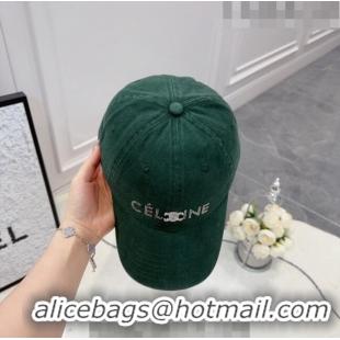 Shop Best Celine Canvas Baseball Hat with Crystals C0613 Green 2023