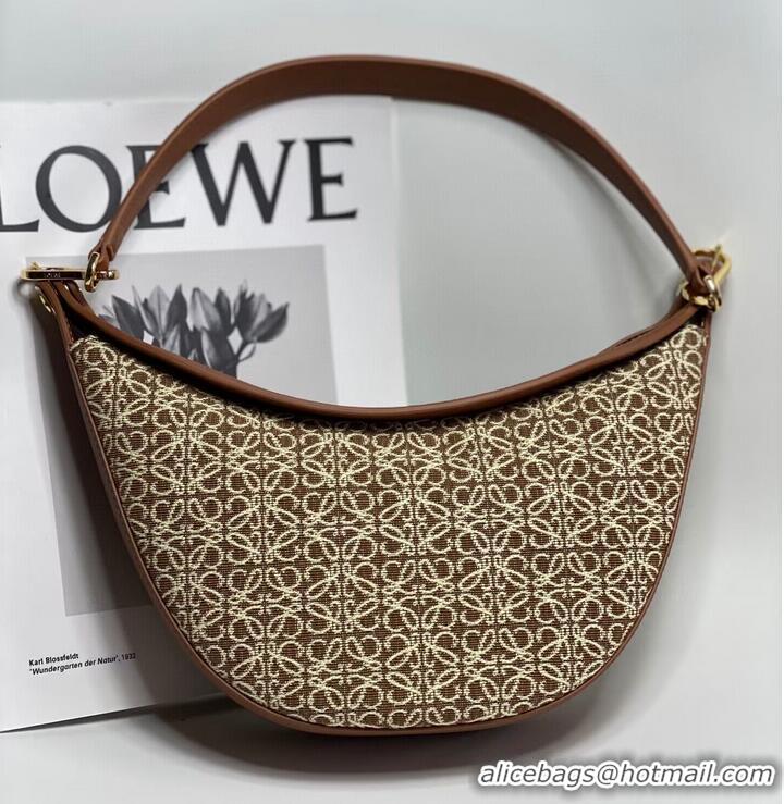 Well Crafted Loewe Original Leather Shoulder Handbag 3073 Brown Embroidery