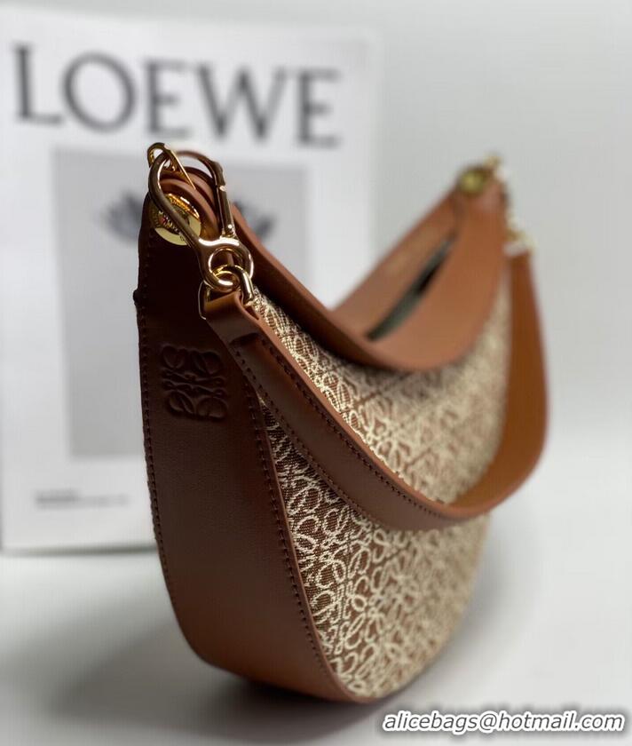 Well Crafted Loewe Original Leather Shoulder Handbag 3073 Brown Embroidery