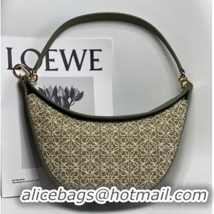 Top Grade Loewe Original Leather Shoulder Handbag 3073 Green Embroidery