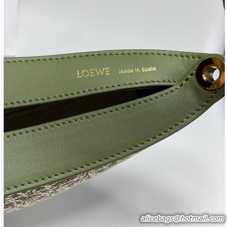 Top Grade Loewe Original Leather Shoulder Handbag 3073 Green Embroidery