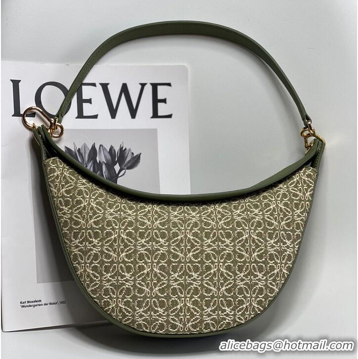 Top Grade Loewe Original Leather Shoulder Handbag 3073 Green Embroidery