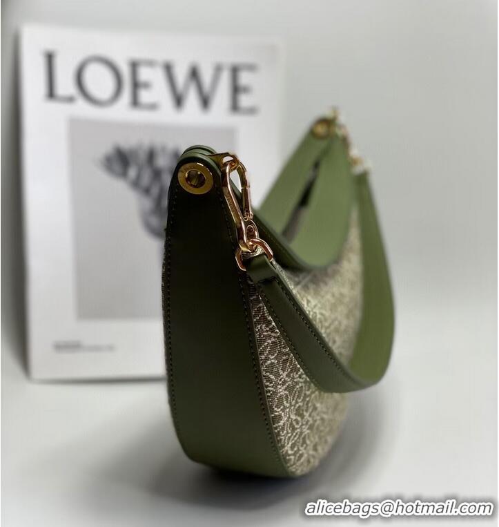 Top Grade Loewe Original Leather Shoulder Handbag 3073 Green Embroidery