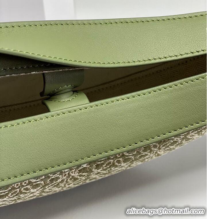 Top Grade Loewe Original Leather Shoulder Handbag 3073 Green Embroidery