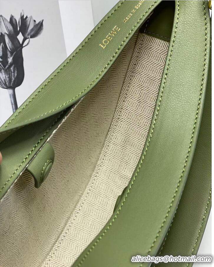 Top Grade Loewe Original Leather Shoulder Handbag 3073 Green Embroidery