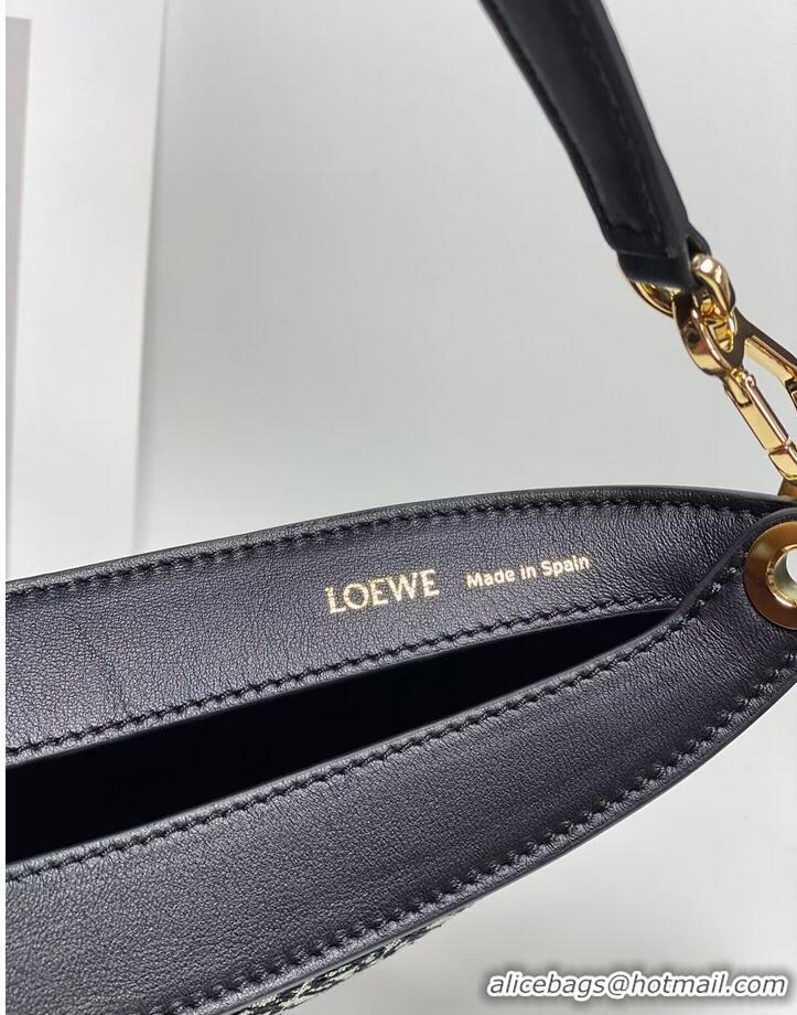 Good Taste Loewe Original Leather Shoulder Handbag 3073 Black Embroidery