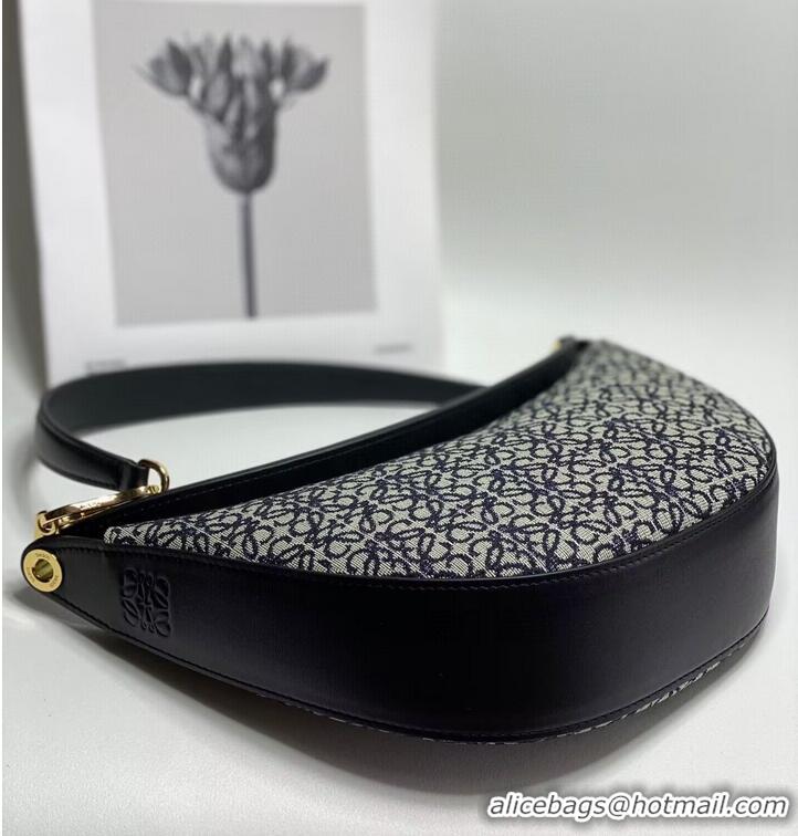 Good Taste Loewe Original Leather Shoulder Handbag 3073 Black Embroidery