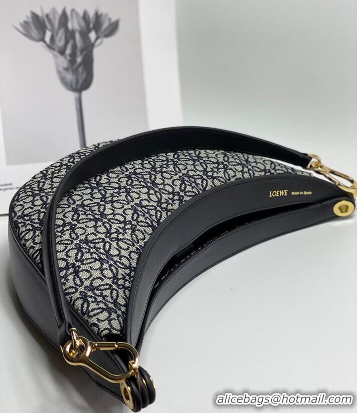 Good Taste Loewe Original Leather Shoulder Handbag 3073 Black Embroidery