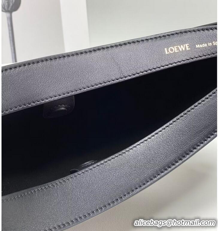 Good Taste Loewe Original Leather Shoulder Handbag 3073 Black Embroidery