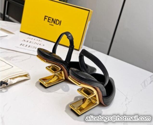 Stylish Fendi First Slingbacks High Heel Pumps 9.5cm in Black Leather 420085