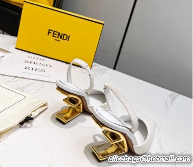 Discount Fendi First Slingbacks High Heel Pumps 9.5cm in White Leather 420086