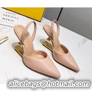 Low Cost Fendi First Slingbacks High Heel Pumps 9.5cm in Nude Leather 420087