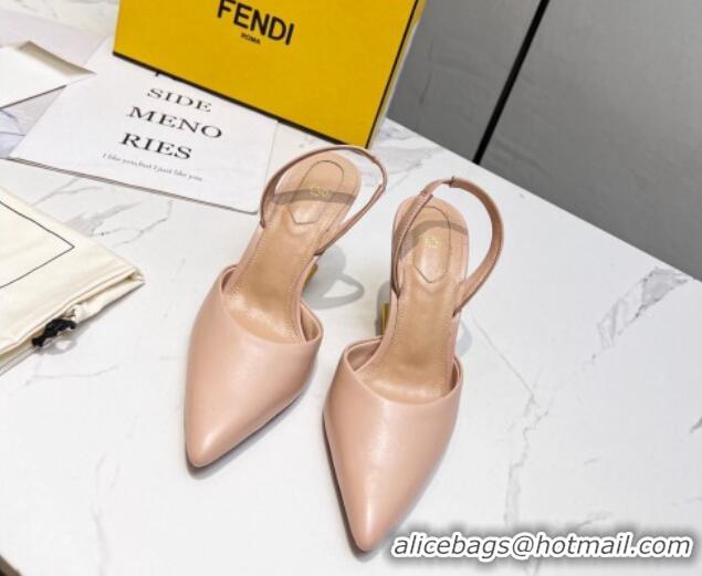 Low Cost Fendi First Slingbacks High Heel Pumps 9.5cm in Nude Leather 420087