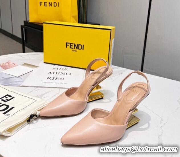 Low Cost Fendi First Slingbacks High Heel Pumps 9.5cm in Nude Leather 420087