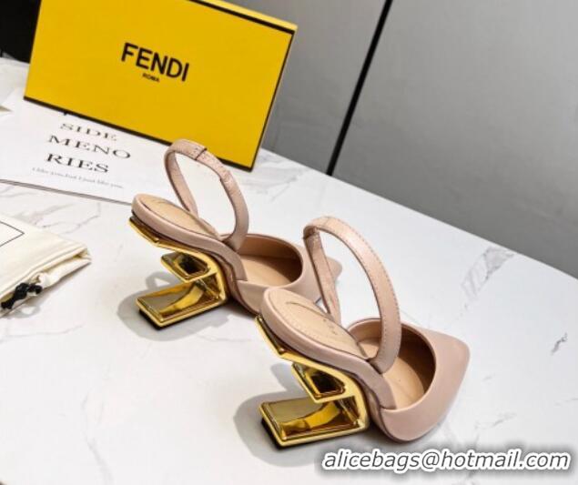 Low Cost Fendi First Slingbacks High Heel Pumps 9.5cm in Nude Leather 420087