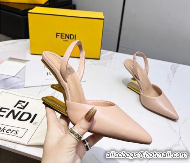 Low Cost Fendi First Slingbacks High Heel Pumps 9.5cm in Nude Leather 420087