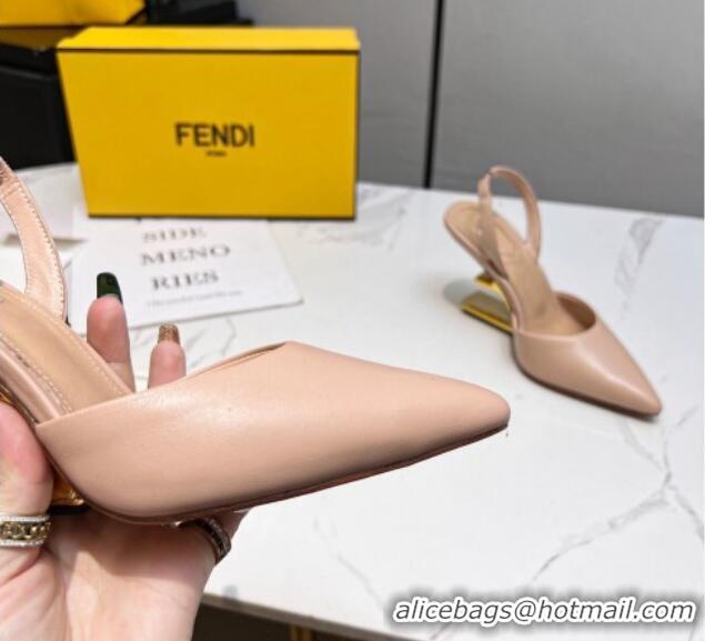 Low Cost Fendi First Slingbacks High Heel Pumps 9.5cm in Nude Leather 420087