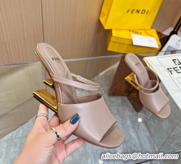 Charming Fendi First Slingbacks High Heel Sandals 9.5cm in Grey Leather 420091