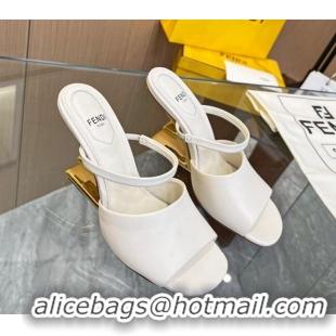 Good Looking Fendi First Slingbacks High Heel Sandals 9.5cm in White Leather 0420092