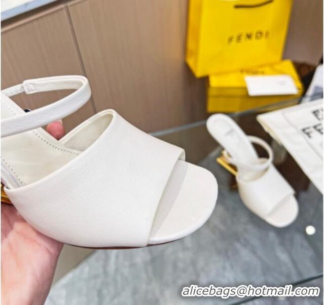 Good Looking Fendi First Slingbacks High Heel Sandals 9.5cm in White Leather 0420092