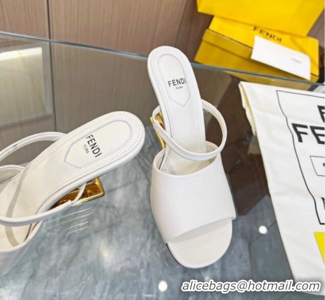 Good Looking Fendi First Slingbacks High Heel Sandals 9.5cm in White Leather 0420092