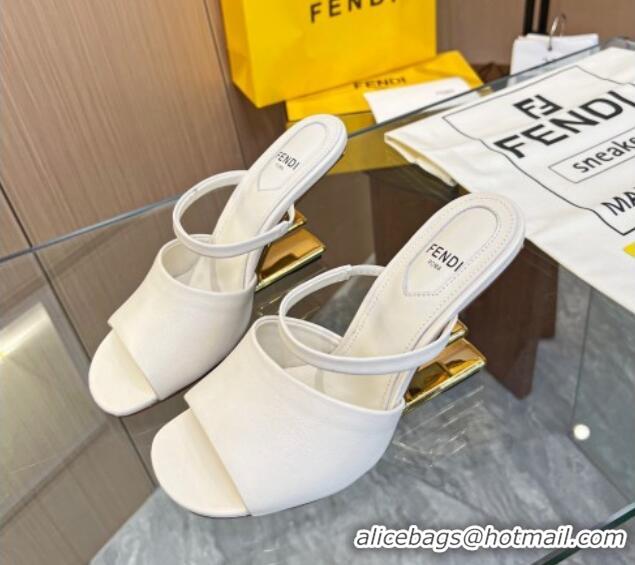 Good Looking Fendi First Slingbacks High Heel Sandals 9.5cm in White Leather 0420092