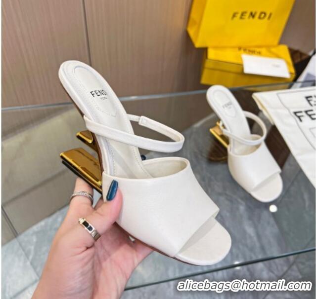 Good Looking Fendi First Slingbacks High Heel Sandals 9.5cm in White Leather 0420092