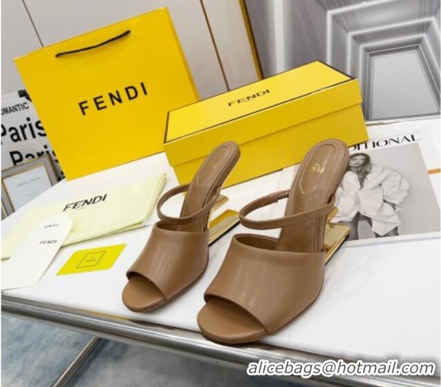 Charming Fendi First Slingbacks High Heel Sandals 9.5cm in Brown Leather 0420093