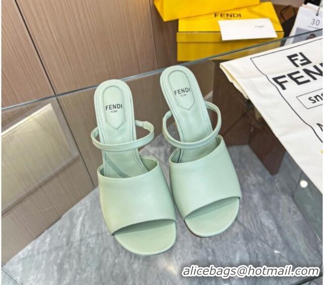 Best Grade Fendi First Slingbacks High Heel Sandals 9.5cm in Light Green Leather 0420094