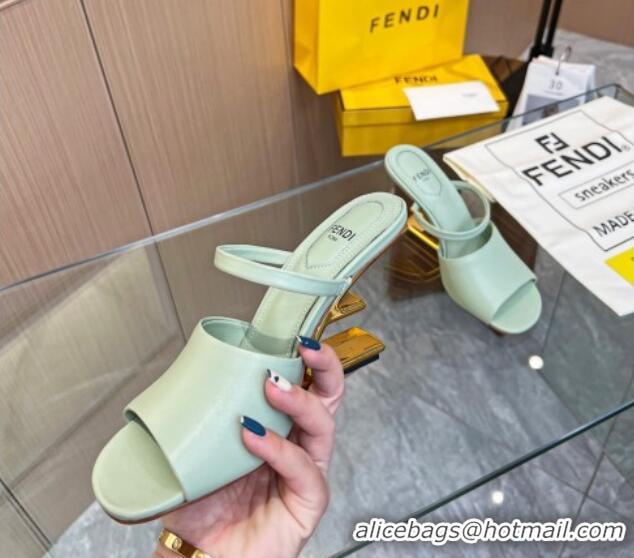 Best Grade Fendi First Slingbacks High Heel Sandals 9.5cm in Light Green Leather 0420094