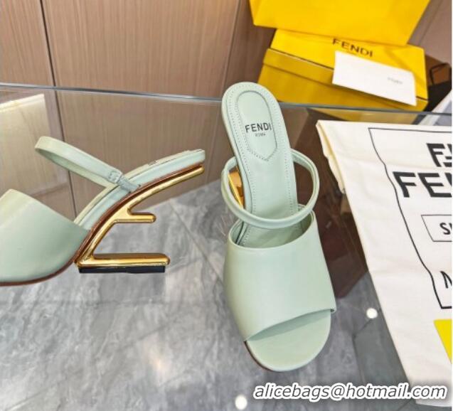 Best Grade Fendi First Slingbacks High Heel Sandals 9.5cm in Light Green Leather 0420094