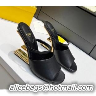 Low Price Fendi First Slingbacks High Heel Sandals 9.5cm in Black Leather 0420095