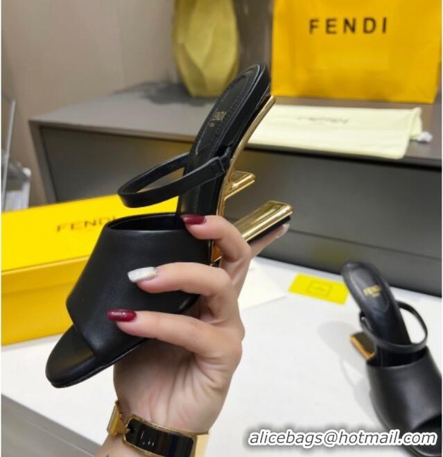 Low Price Fendi First Slingbacks High Heel Sandals 9.5cm in Black Leather 0420095