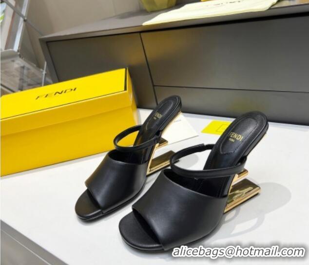 Low Price Fendi First Slingbacks High Heel Sandals 9.5cm in Black Leather 0420095