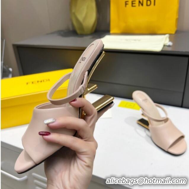 Luxurious Fendi First Slingbacks High Heel Sandals 9.5cm in Nude Leather 420097