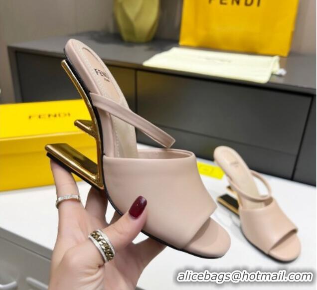 Luxurious Fendi First Slingbacks High Heel Sandals 9.5cm in Nude Leather 420097